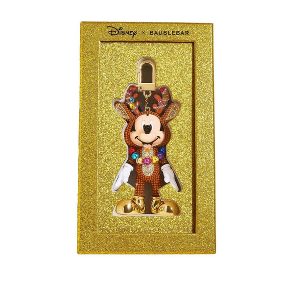 BaubleBar Disney Mickey Mouse Keychain Brown Reindeer Christmas Holiday New - Picture 3 of 5